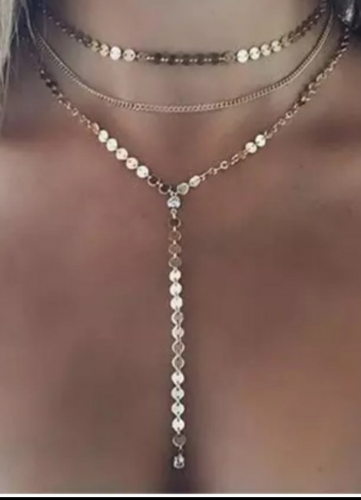 🌠BEST SELLER🌠GOLD LAYERED CHOKER DANGLE NECKLACE